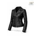 Women’s Black Studded Biker Leather Jacket