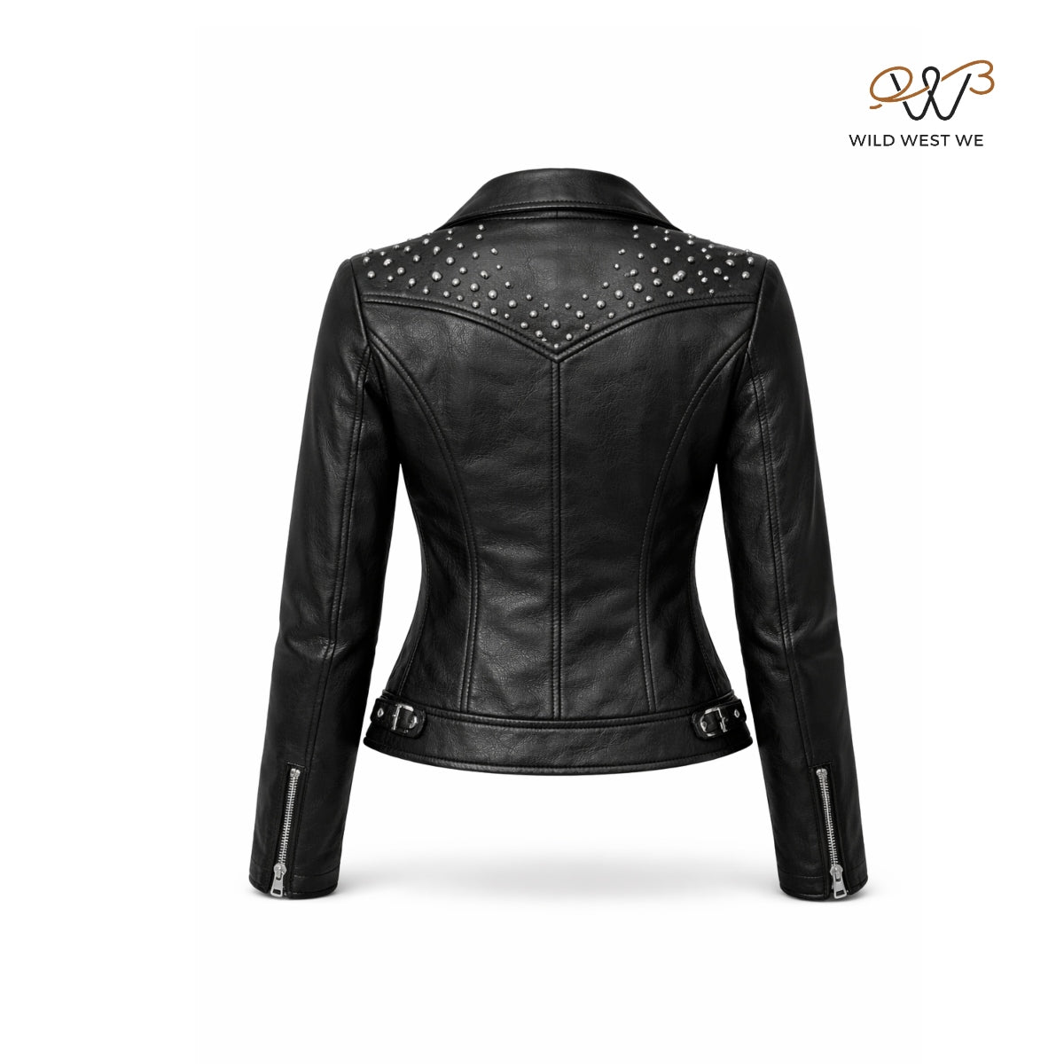 Women’s Black Studded Biker Leather Jacket