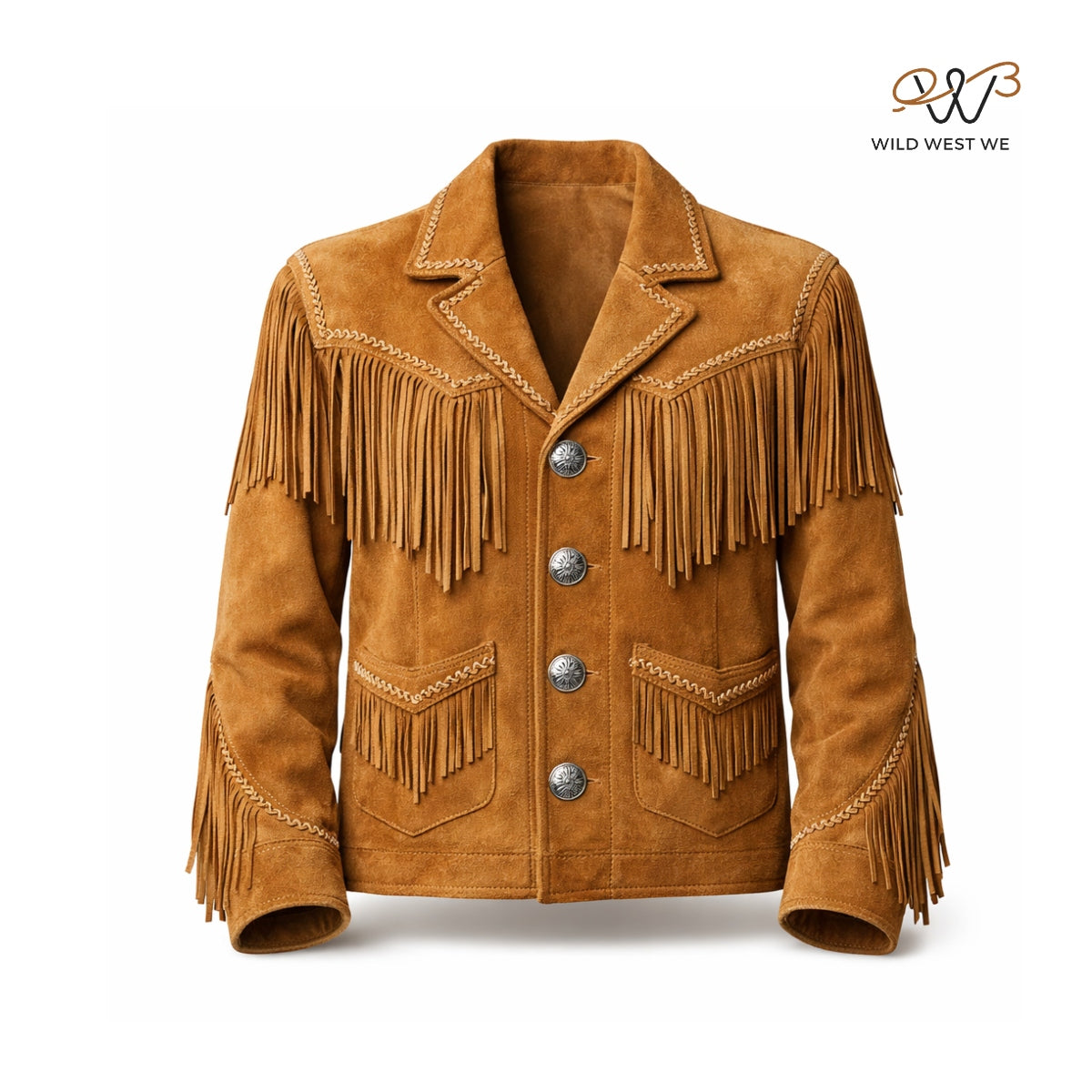 Men’s Tan Suede Fringe Western Jacket