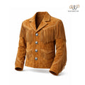 Men’s Tan Suede Fringe Western Jacket