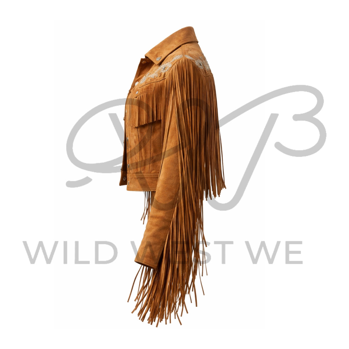 Women’s Tan Suede Long Fringe Western Jacket