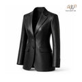 Women’s Black Leather Blazer Jacket