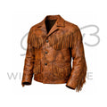 Men’s Brown Fringe Western Leather Jacket