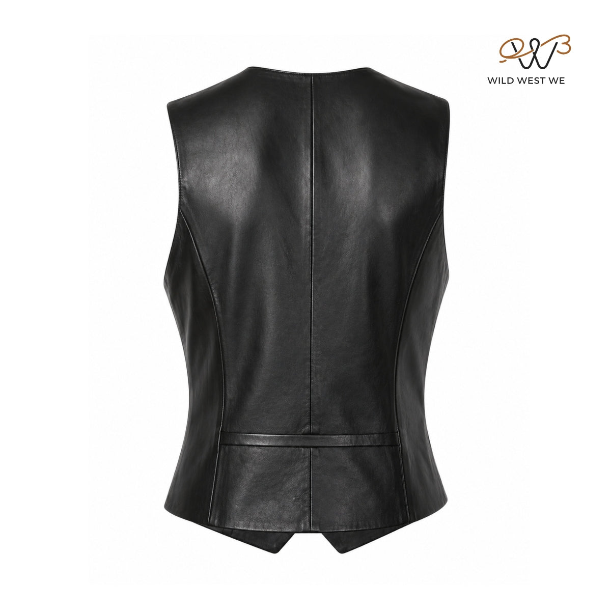 Women’s Black Tailored Leather Vest Minimal Button Front