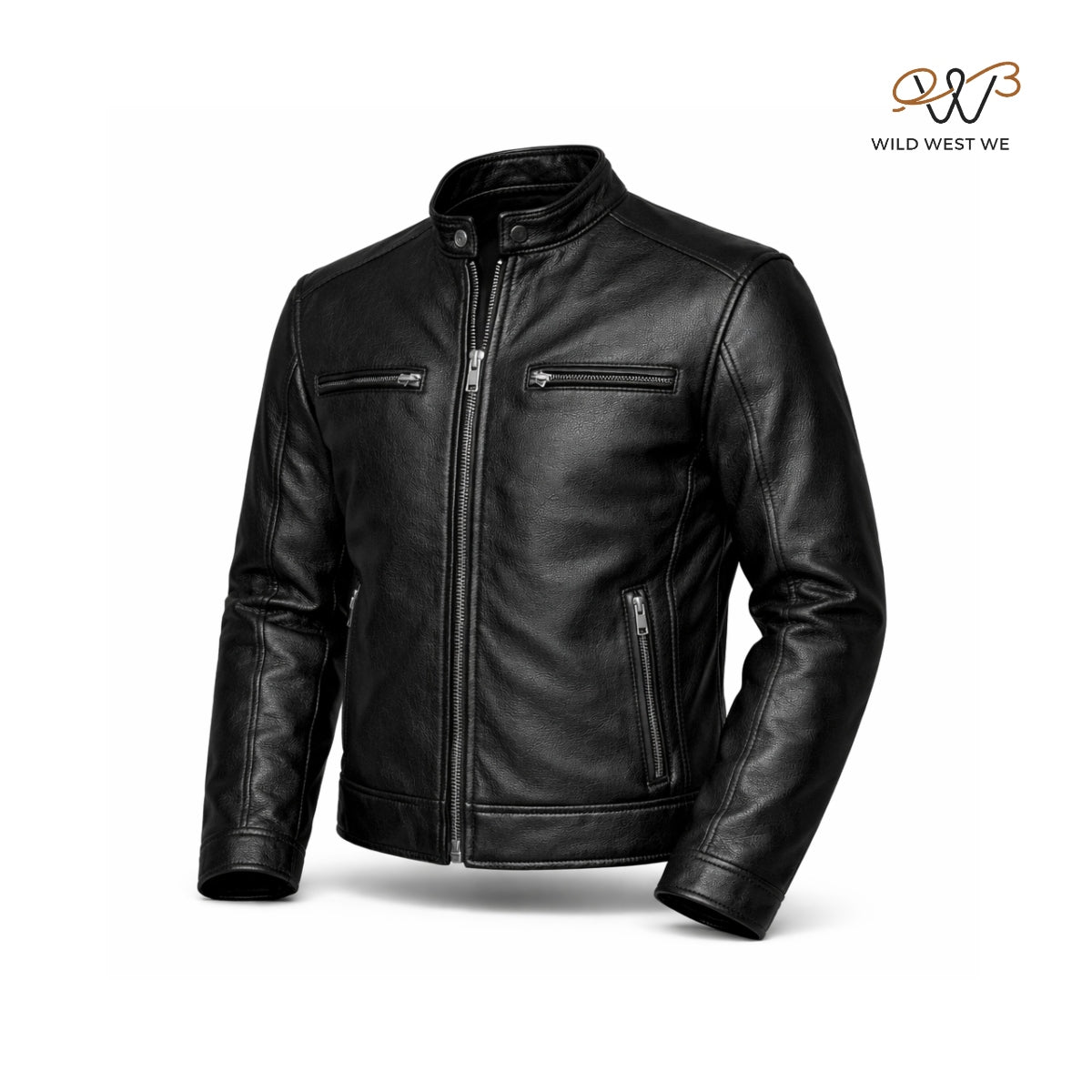 Men’s Black Cafe Racer Leather Jacket