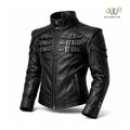 Men’s Black Buckled Military Leather Jacket