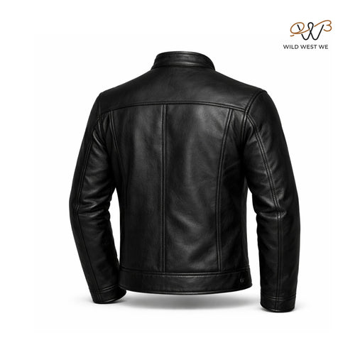 Men’s Black Cafe Racer Leather Jacket
