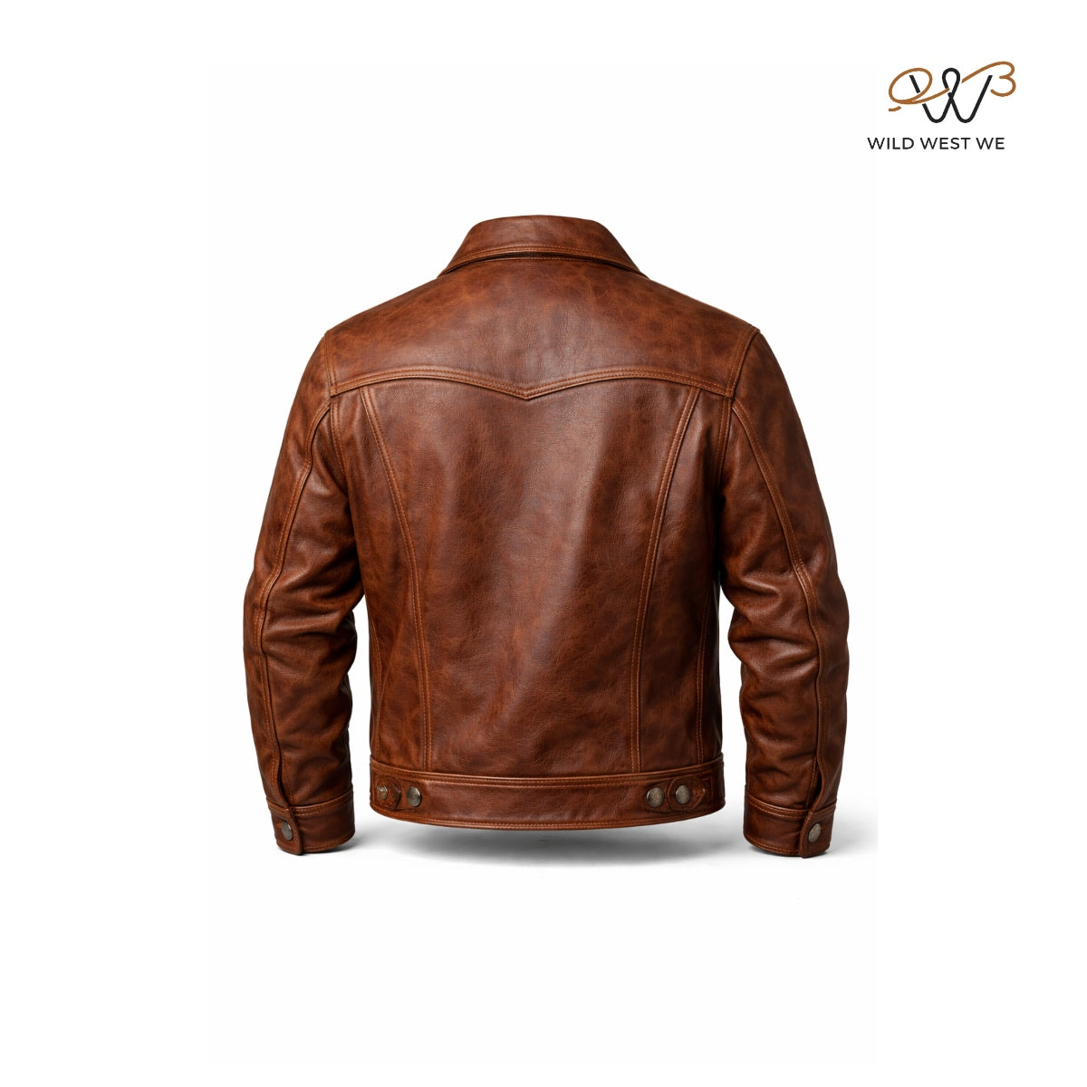 Men’s Brown Western Trucker Leather Jacket