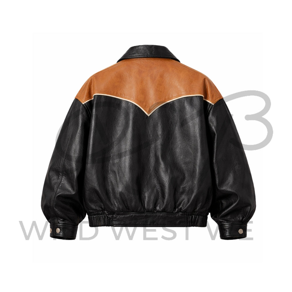 Men’s Vintage Two-Tone Western Leather Jacket
