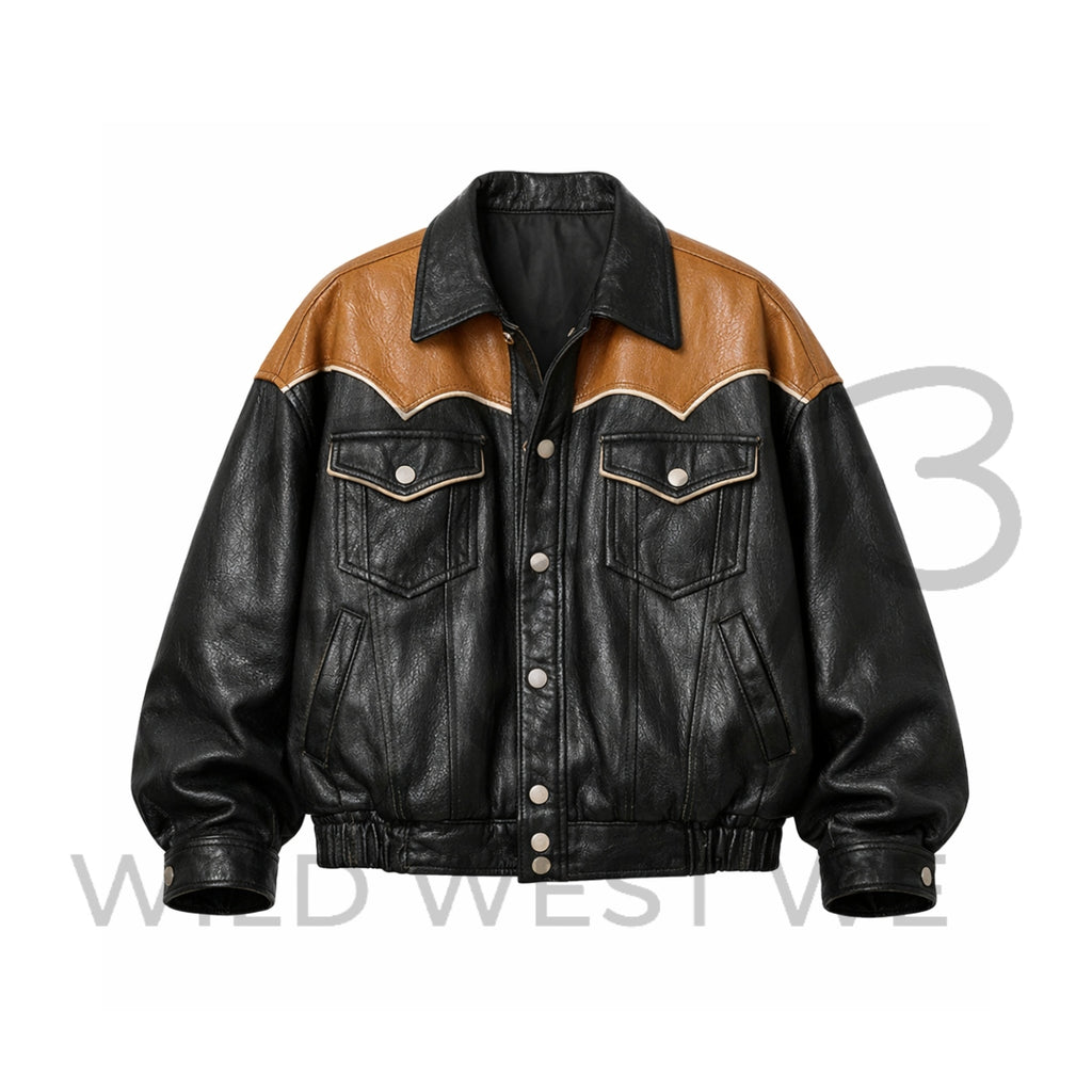 Men’s Vintage Two-Tone Western Leather Jacket