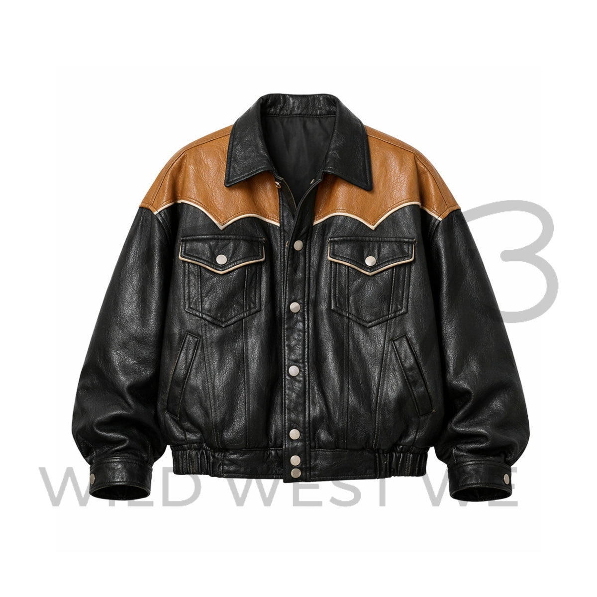 Men’s Vintage Two-Tone Western Leather Jacket