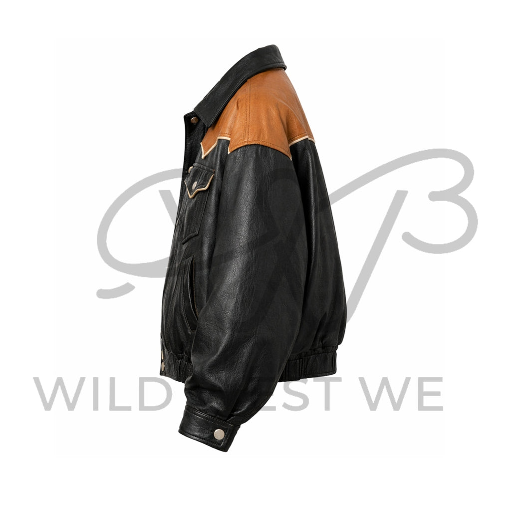 Men’s Vintage Two-Tone Western Leather Jacket