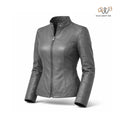 Women’s Grey Slim Fit Leather Jacket