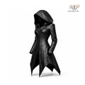 Women’s Black Hooded Gothic Leather Coat