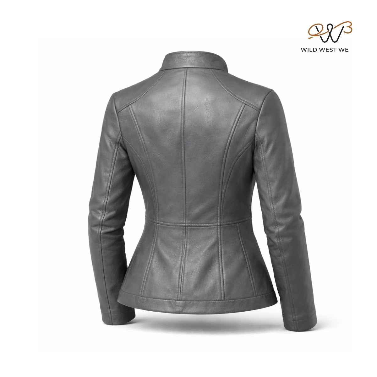 Women’s Grey Slim Fit Leather Jacket