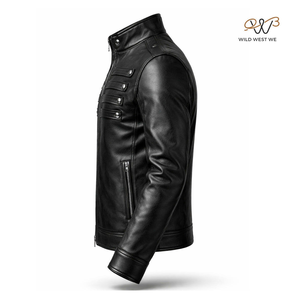 Men’s Black Military Style Leather Jacket