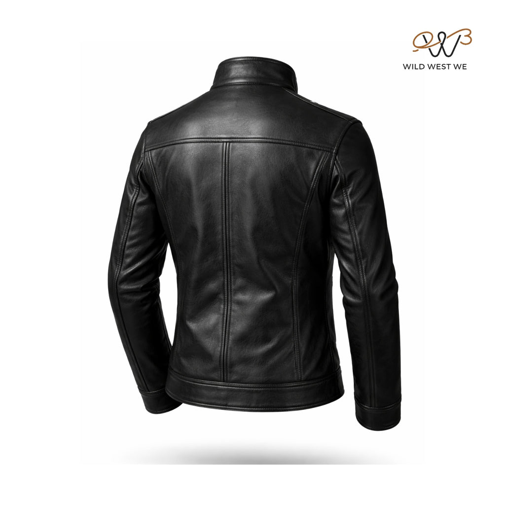 Men’s Black Military Style Leather Jacket