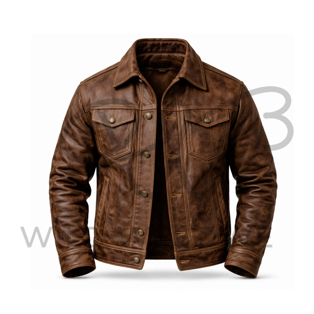 Men’s Ranch Style Western Leather Jacket