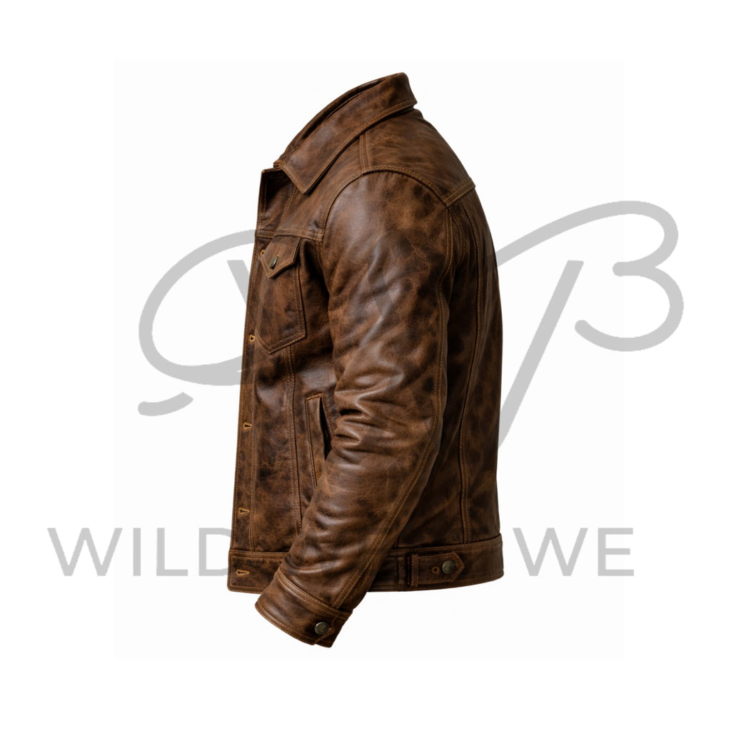 Men’s Ranch Style Western Leather Jacket
