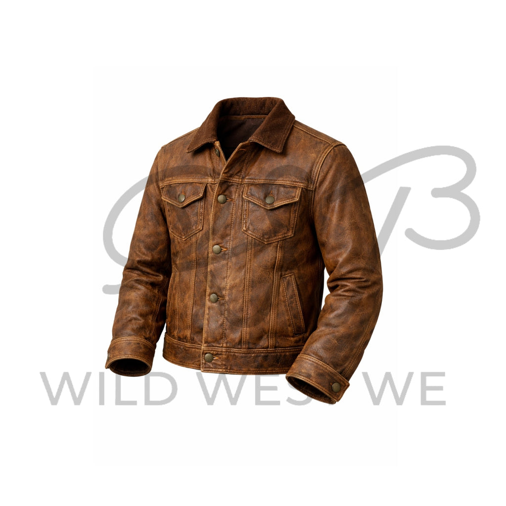 Men’s Rustic Brown Ranch Leather Jacket