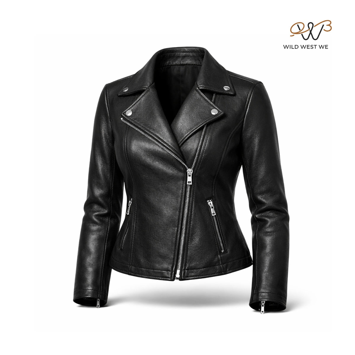 Women’s Black Slim Fit Leather Biker Jacket