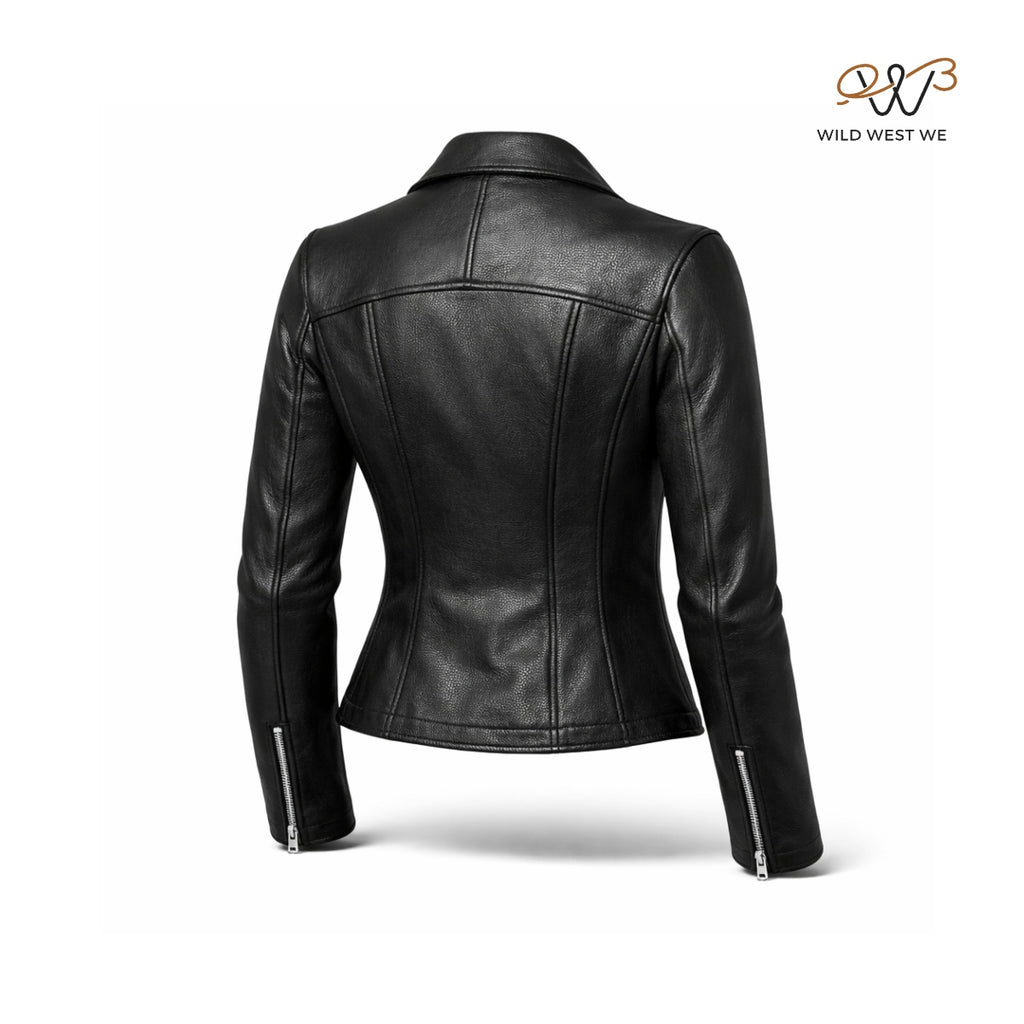 Women’s Black Slim Fit Leather Biker Jacket