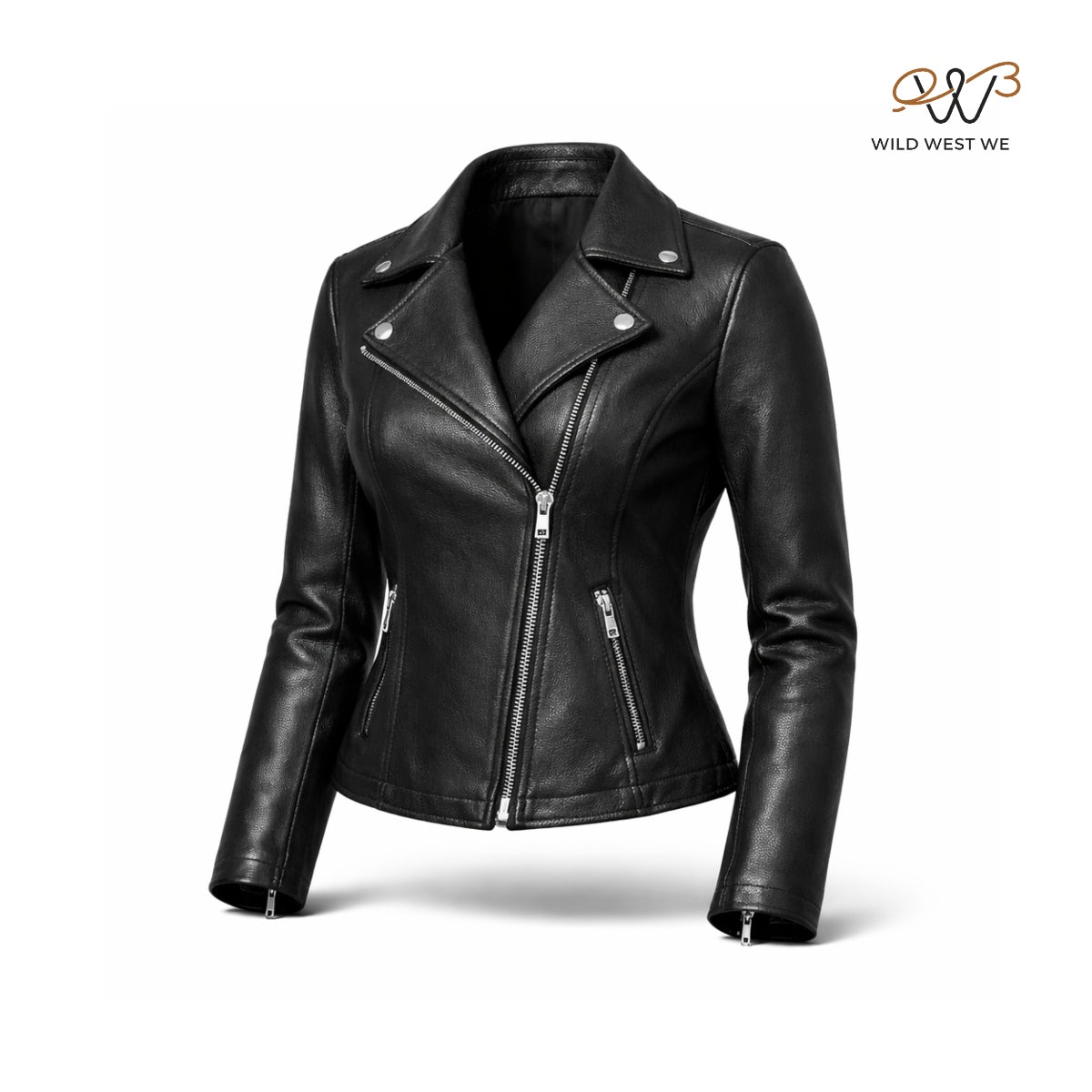 Women’s Black Slim Fit Leather Biker Jacket