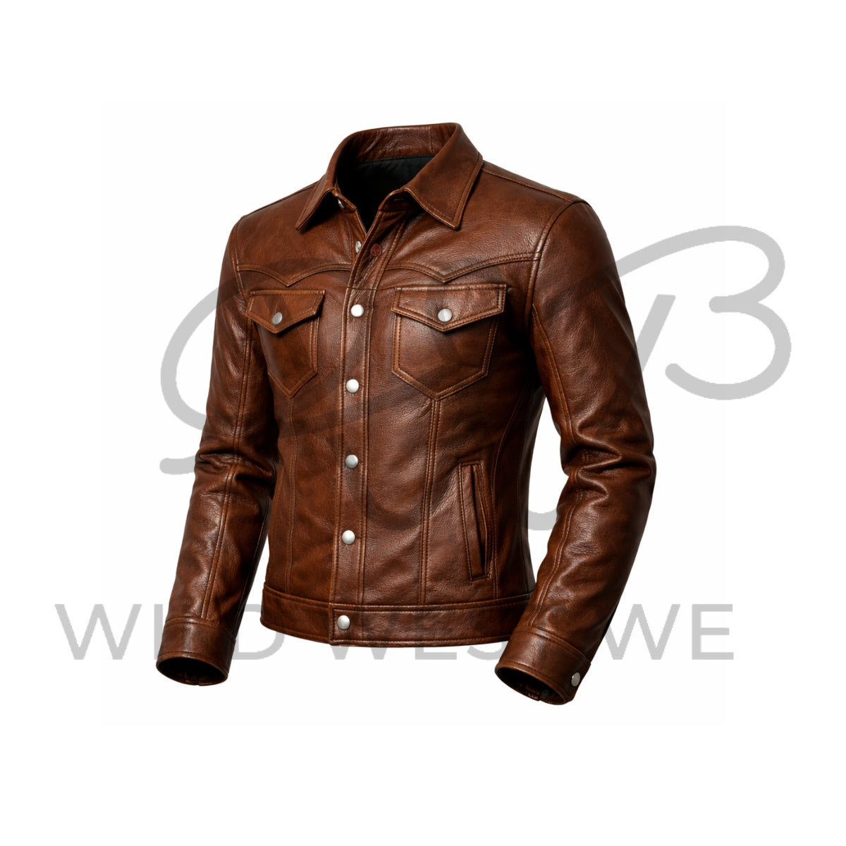Men’s Slim Fit Brown Cowboy Leather Jacket 