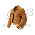 Men’s Tan Suede Fringe Western Jacket 