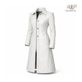 Women’s White Long Leather Coat