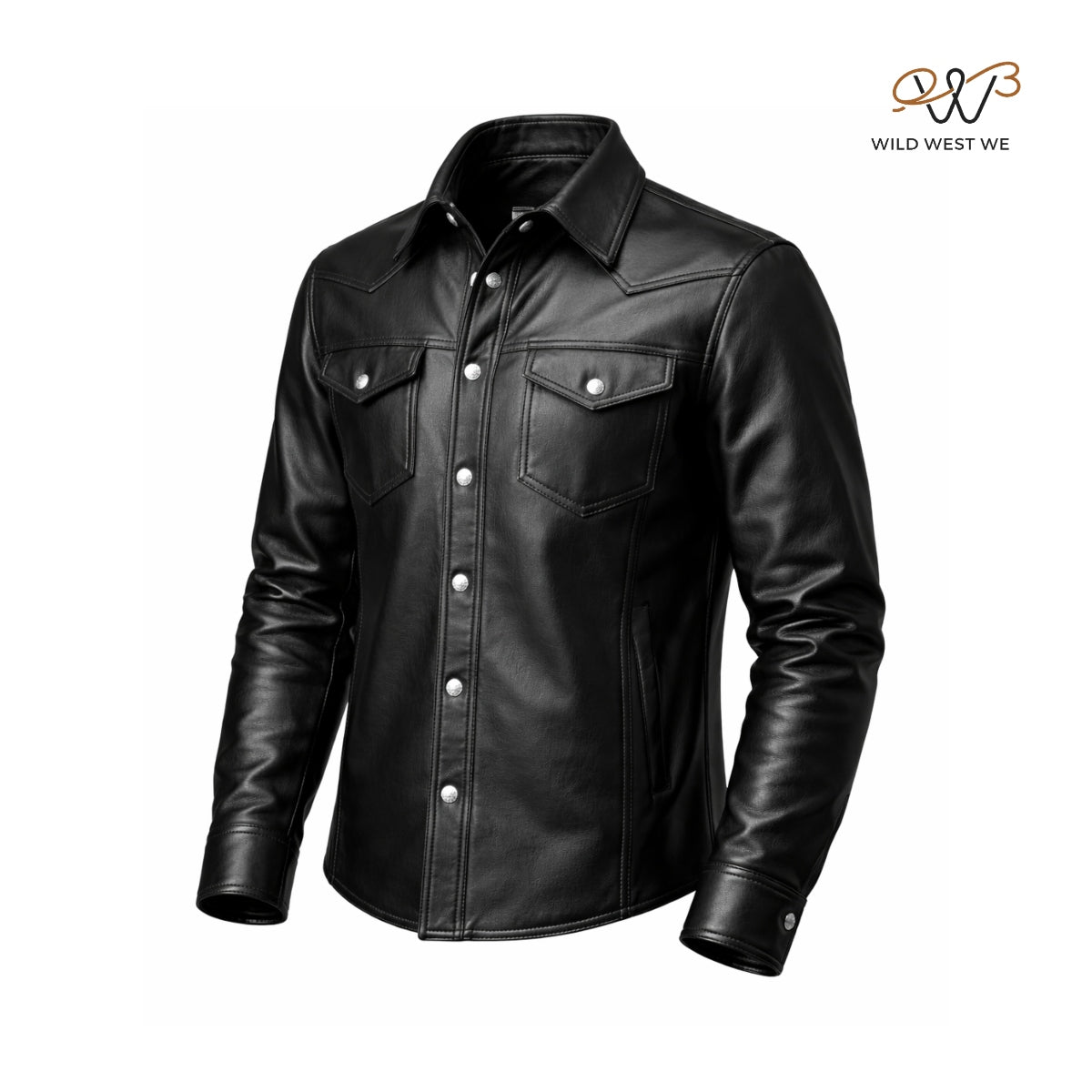 Men’s Black Western Leather Shirt Jacket