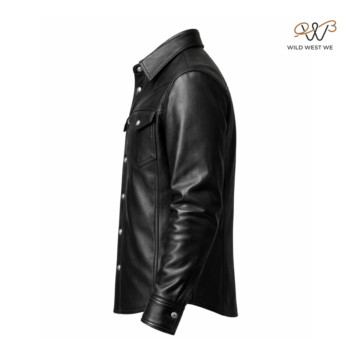 Men’s Black Western Leather Shirt Jacket