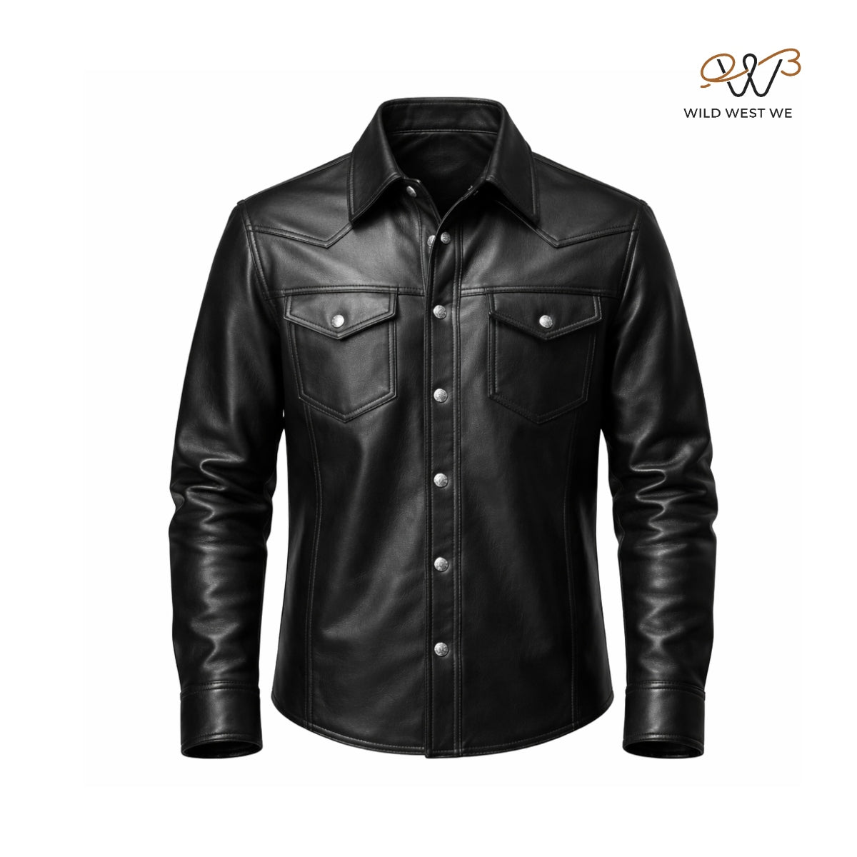 Men’s Black Western Leather Shirt Jacket