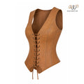 Women’s Tan Leather Lace-Up Corset Vest