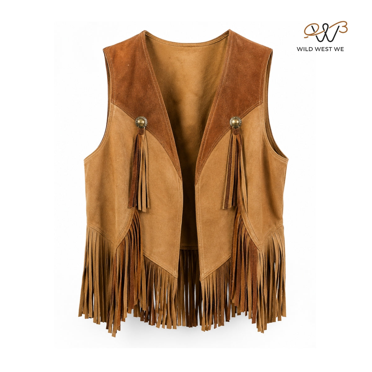 Men’s Two-Tone Suede Fringe Western Vest