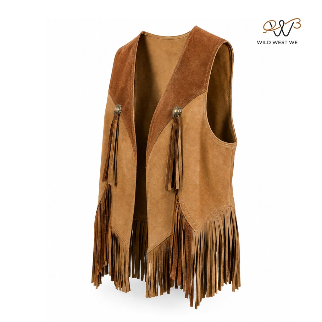 Men’s Two-Tone Suede Fringe Western Vest