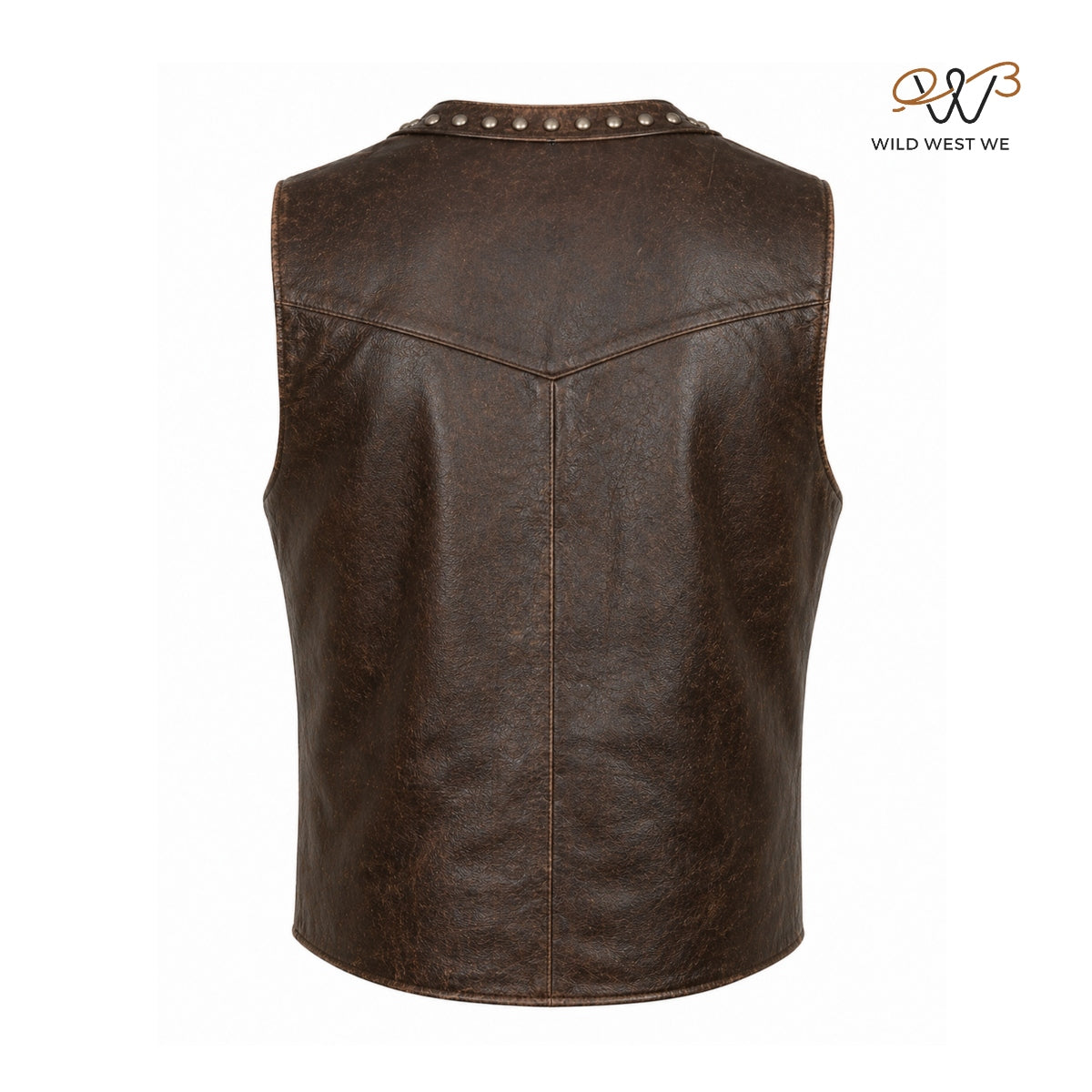 Men’s Vintage Brown Studded Western Leather Vest