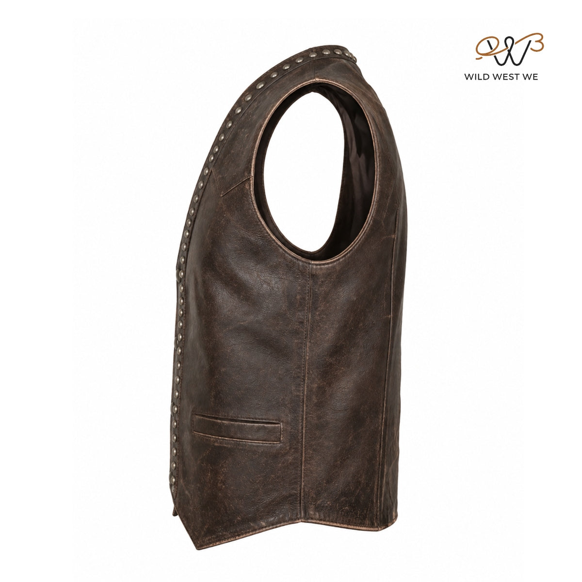 Men’s Vintage Brown Studded Western Leather Vest