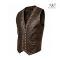 Men’s Vintage Brown Studded Western Leather Vest