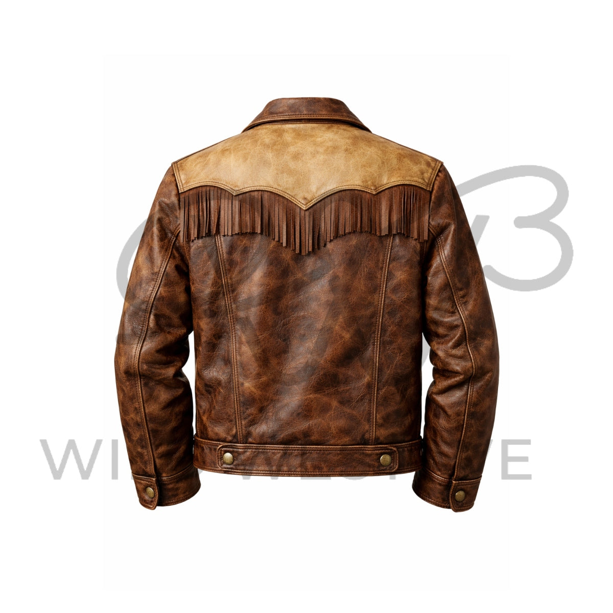 Vintage Western Fringe Leather Jacket for Men