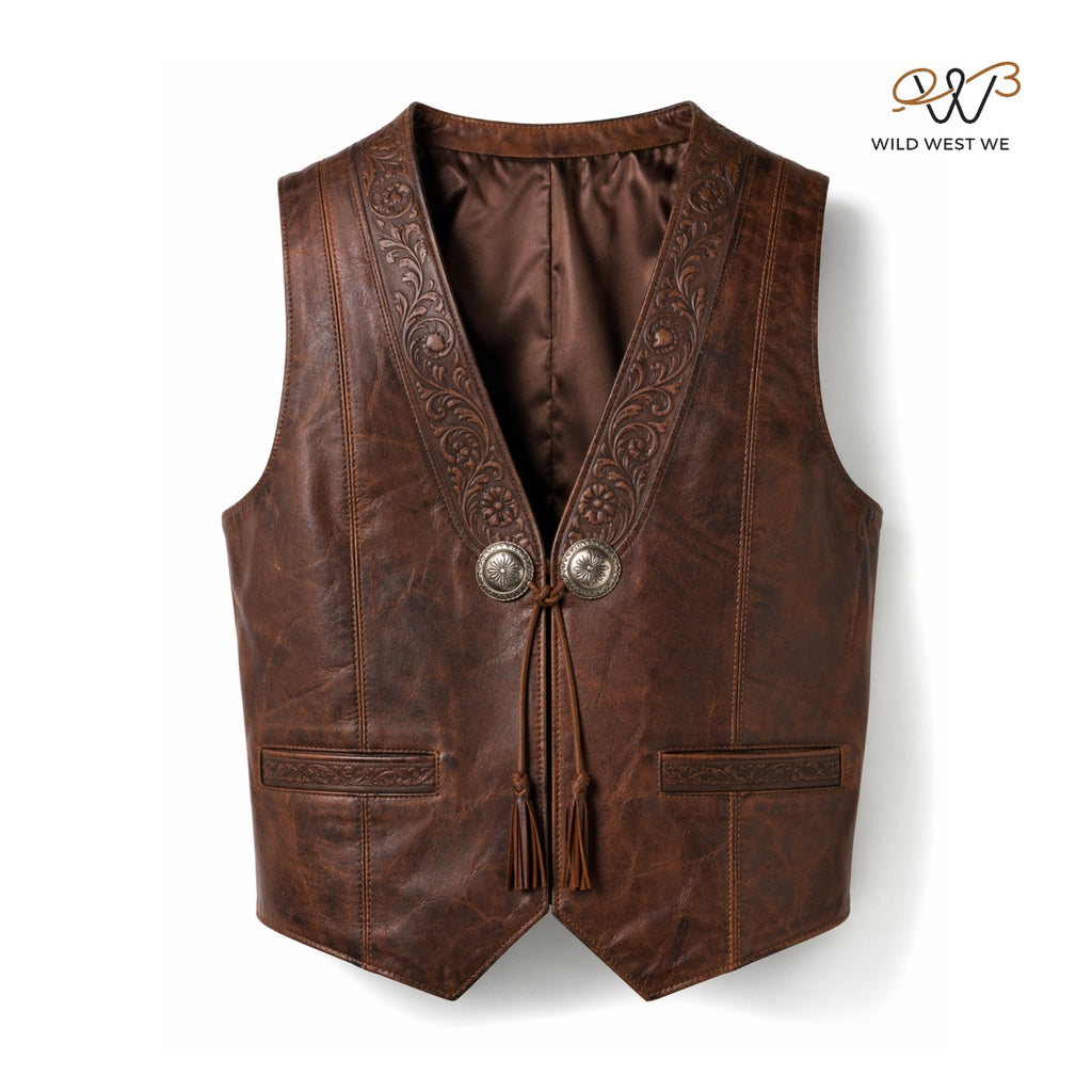 Men’s Distressed Vintage Western Leather Vest
