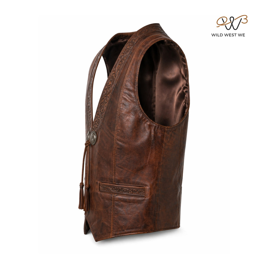 Men’s Distressed Vintage Western Leather Vest