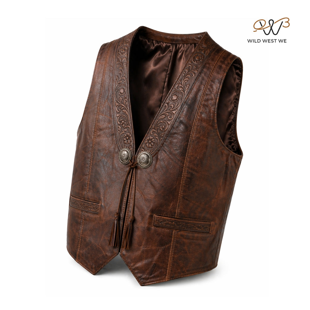 Men’s Distressed Vintage Western Leather Vest