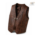 Men’s Distressed Vintage Western Leather Vest