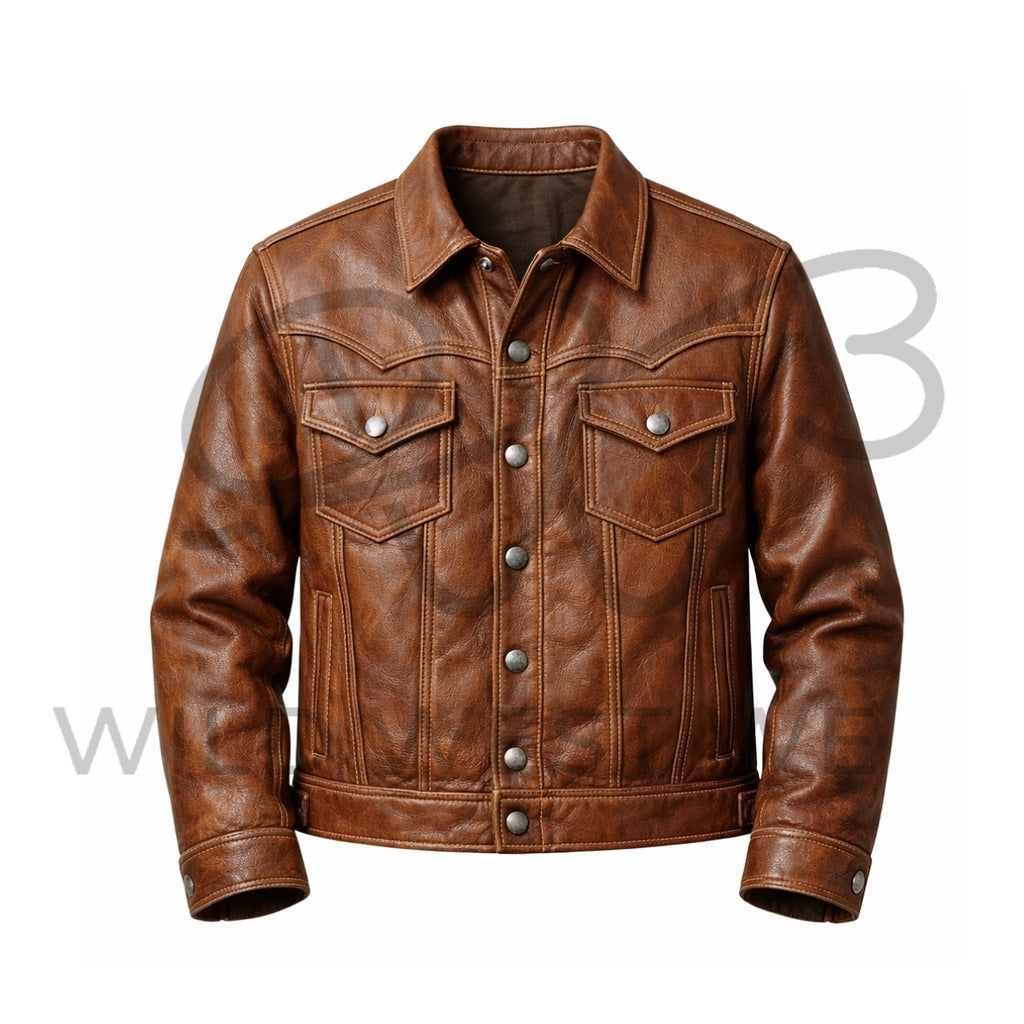 Men’s Brown Western Leather Jacket 