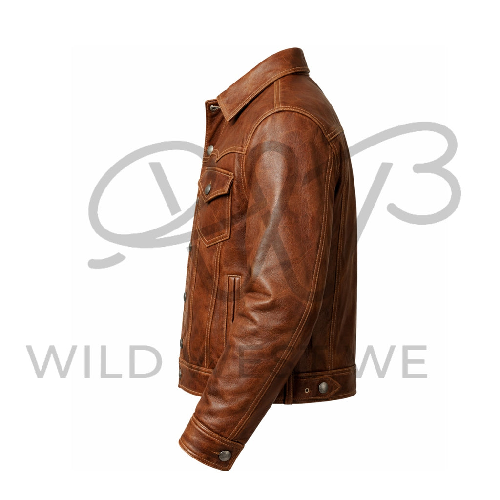 Men’s Brown Western Leather Jacket 