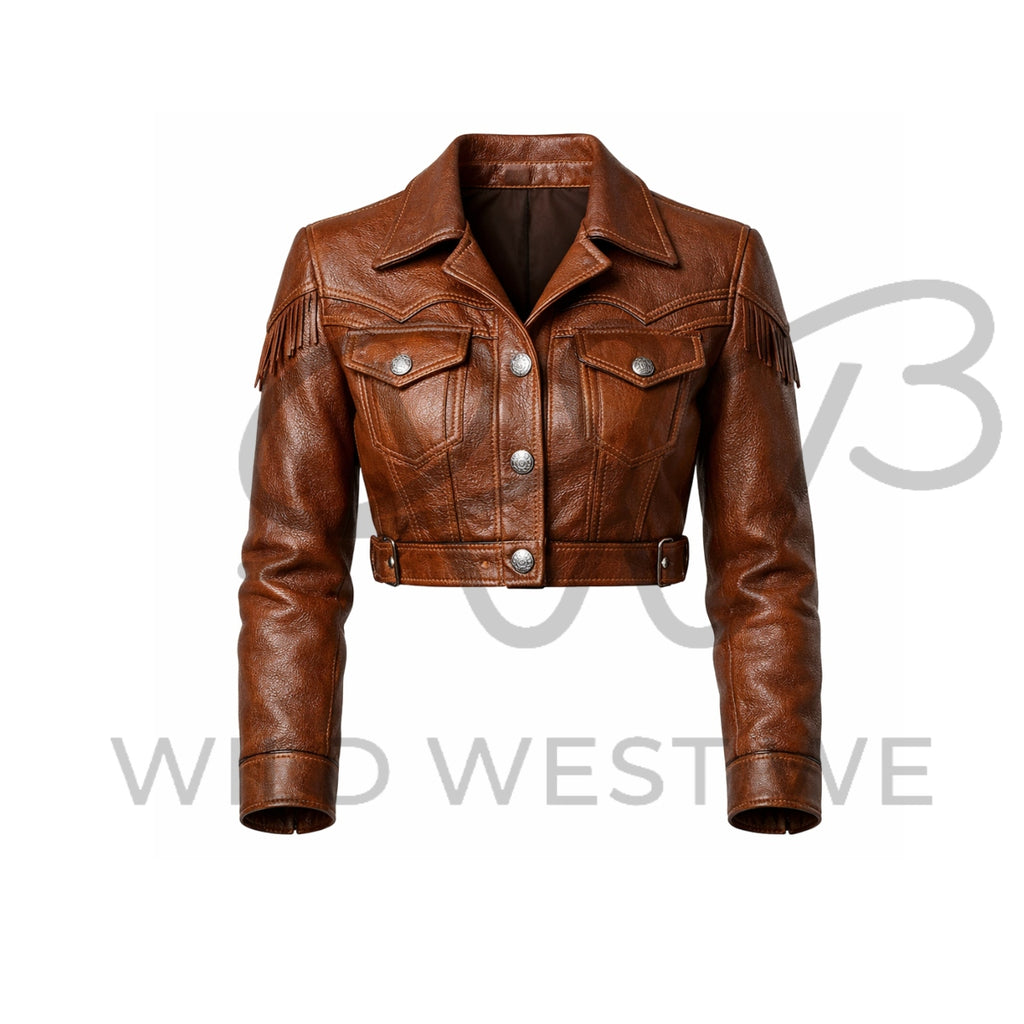 Women’s Cropped Fringe Western Leather Jacket