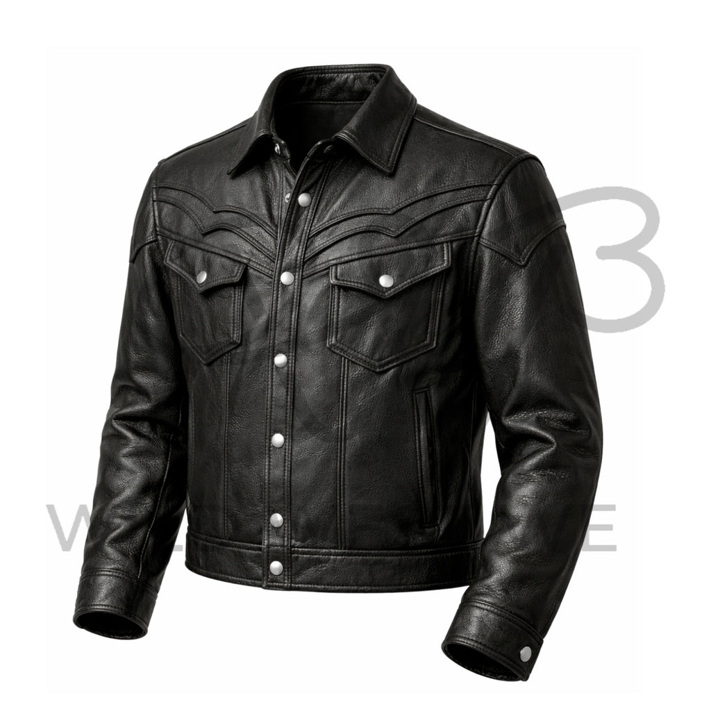 Men’s Black Western Leather Jacket 