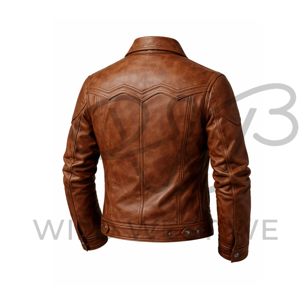 Men’s Western Double Yoke Leather Jacket