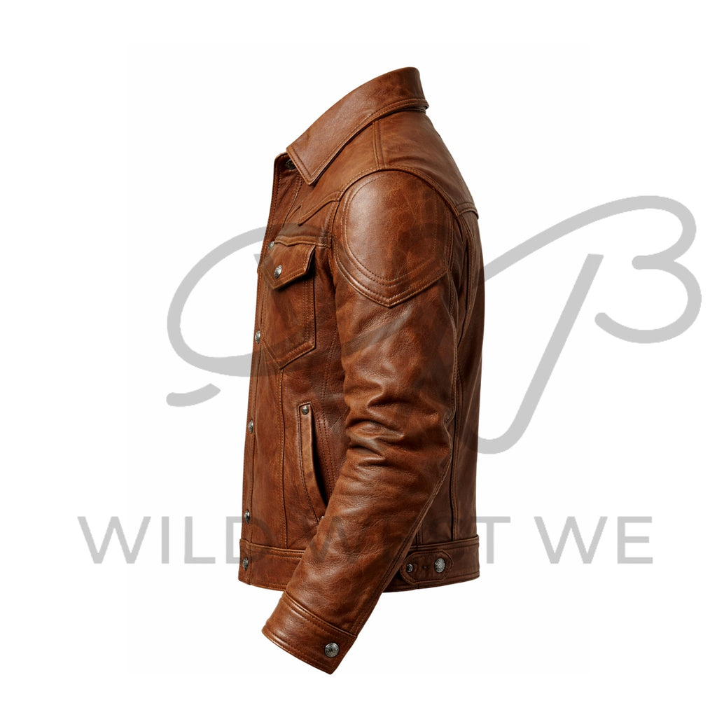 Men’s Western Double Yoke Leather Jacket